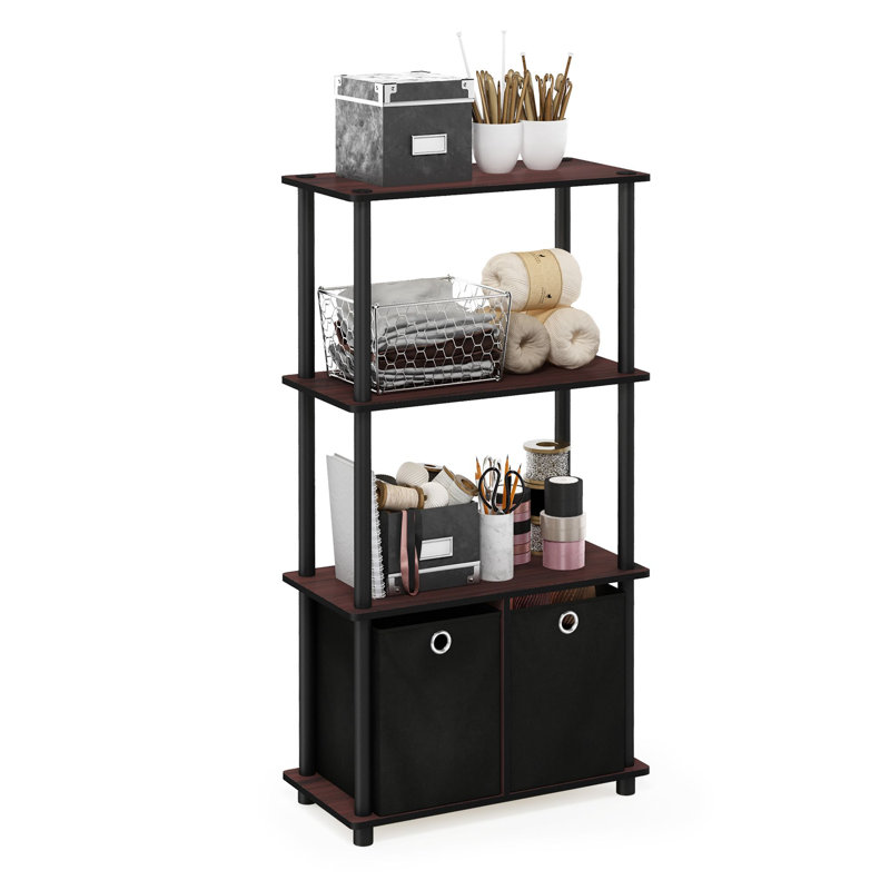 110.5cm H x 59.9cm W Plastic Etagere Bookcase, Dark Cherry/Black