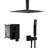 10 Inch Square, Dual Shower Head, Matte Black, Ceiling Mount, System, - Balanced Valve, Easy Installation, Handheld Function, Mounted,