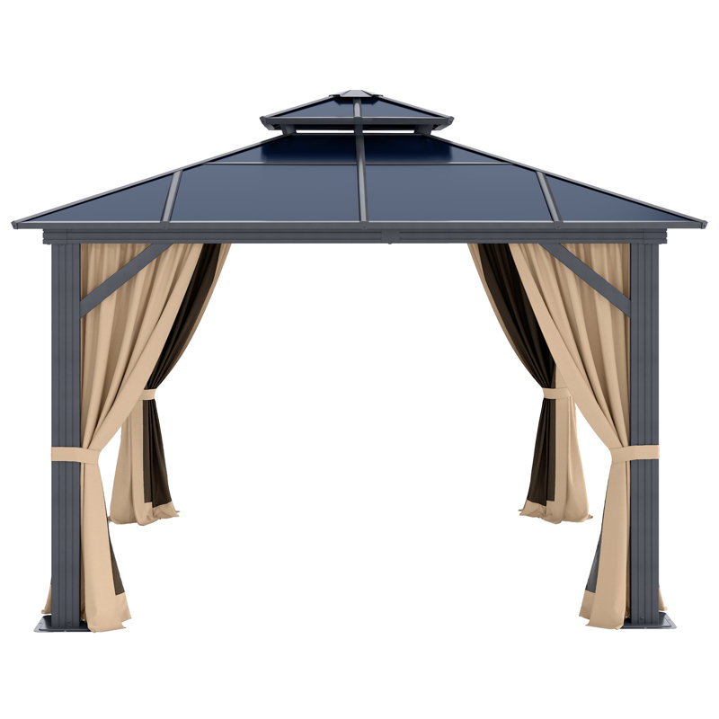 Balconera Polyethylene Double Roof with Aluminum Frame Patio Gazebo, 10 Ft. W x 10 Ft. D
