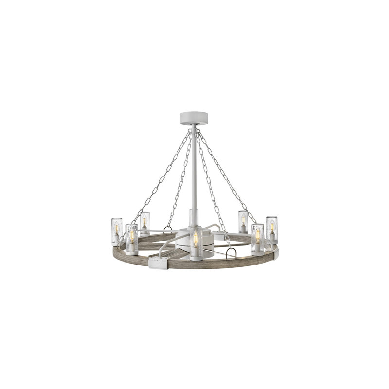 Sawyer 36" With 28" LED Fan, Matte White, Weathered Wood