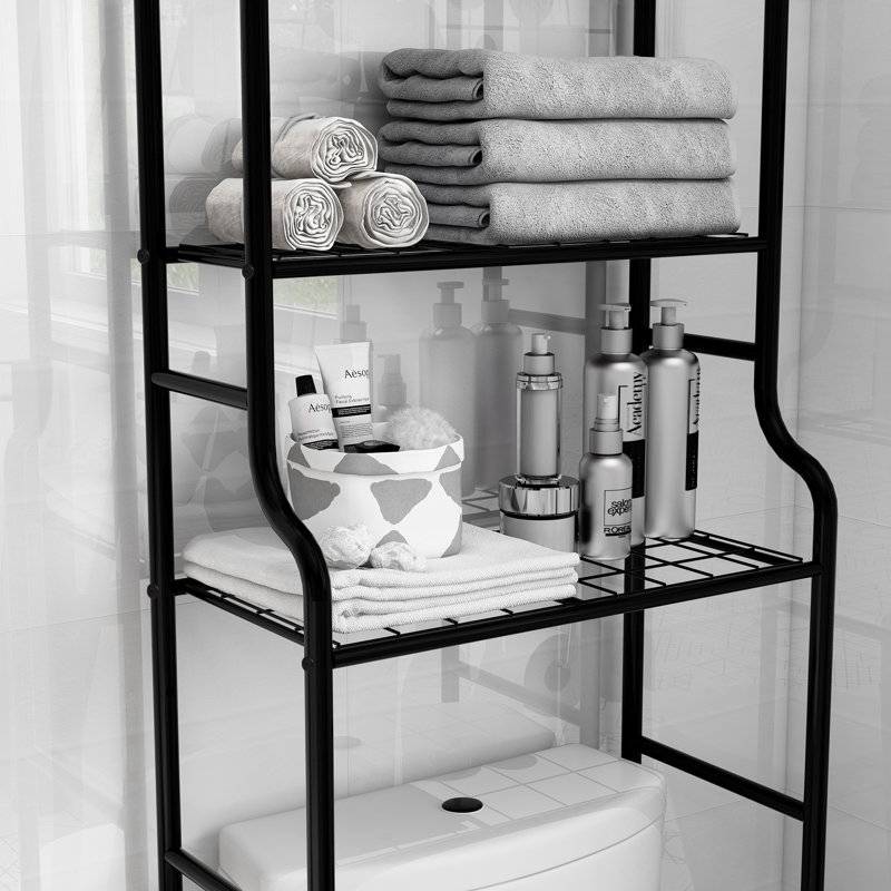 Rangement autoportant au-dessus de la toilette l 19,68 po x H 63,78 po x P 9,45 po Abdula, Noir