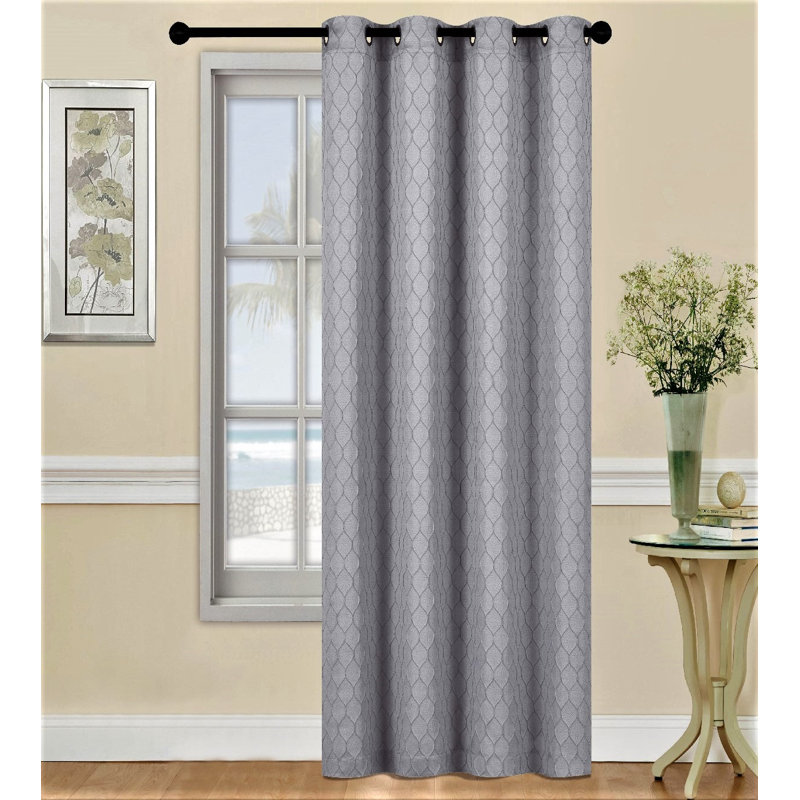 Panneau de rideau simple semi-diaphane avec œillets, L 54 po x L 95 po, Marine