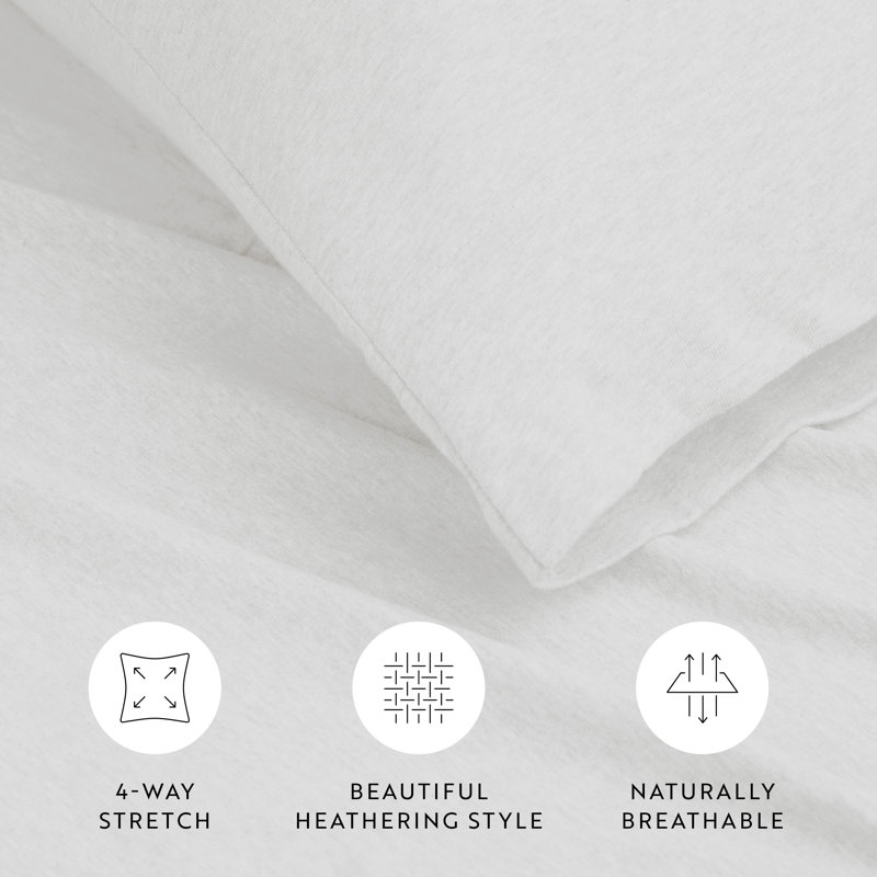 Ensemble de draps en jersey 4 pièces 100% coton, Blanc, Ensemble de draps pour très grand lit + un drap-h