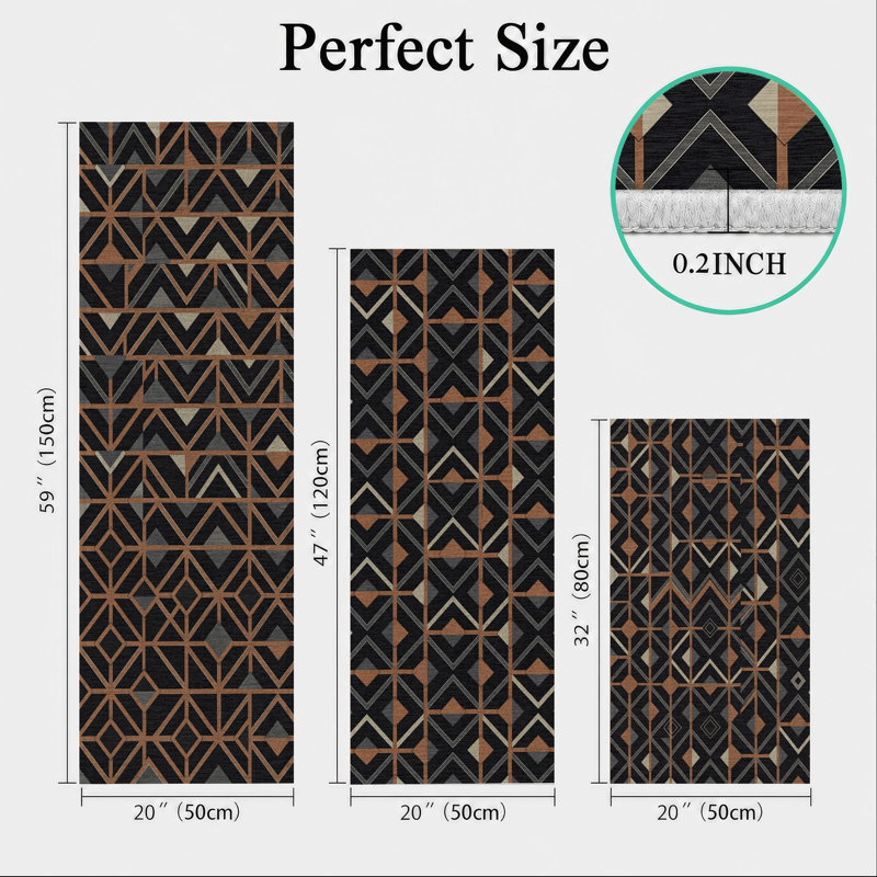 Geometric Pattern Non-Slip Washable Kitchen Mats