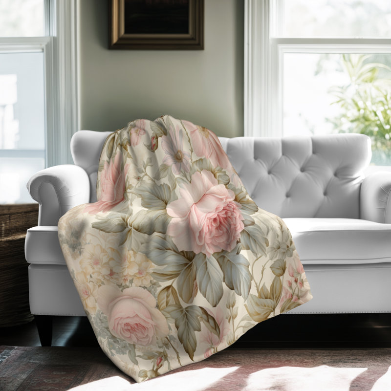 Doux pastel rose rêverie - couverture Sherpa de qualité supérieure 1 pièce - impression d'art luxueux, Lit simple