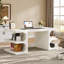 Bureau de direction 63 po blanc, bureau d'ordinateur moderne avec tablettes de rangement pour bureau personnel