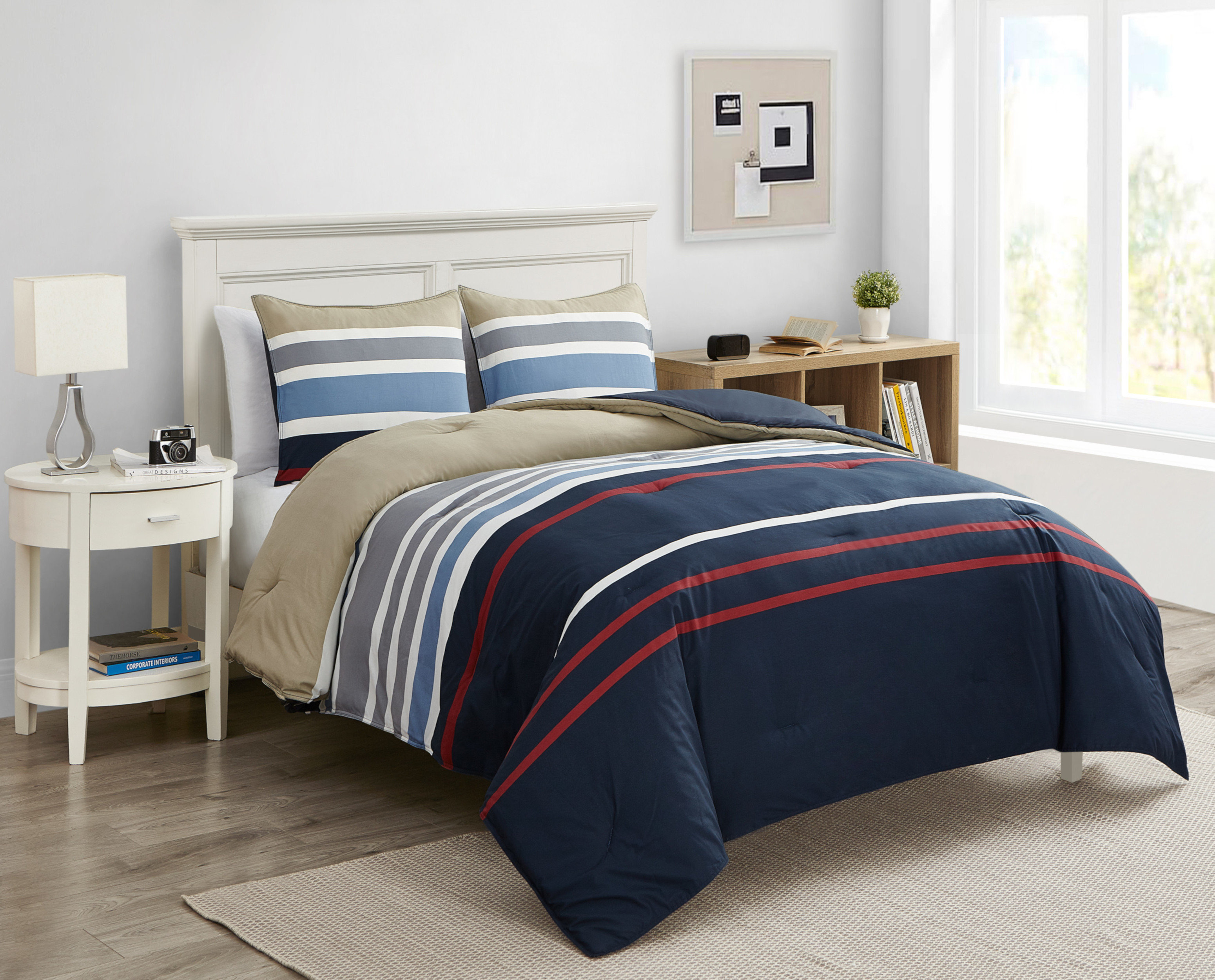 Nautica Bradford Reversible Cotton Navy Comforter Set & Reviews | Wayfair