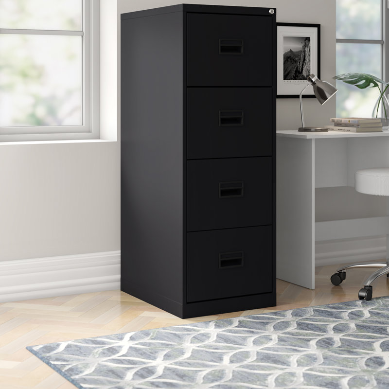46.5cm Wide 4 -Drawer Steel File Cabinet, Black
