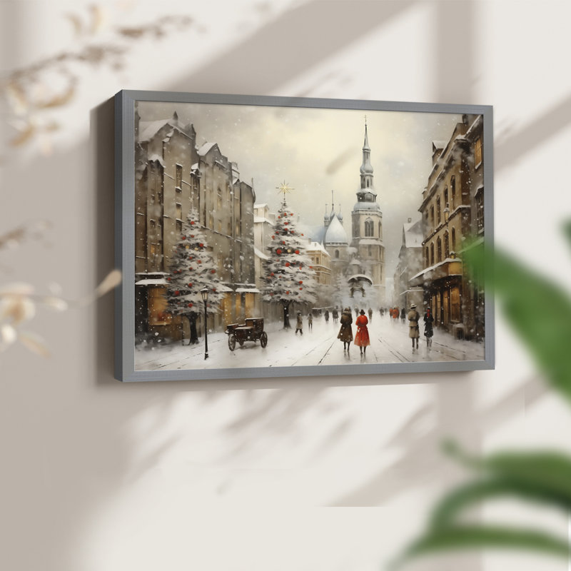 Chirstmas Art-CCCXLI -Framed Print - Restickable, H 16 po x l 20 po, Gris
