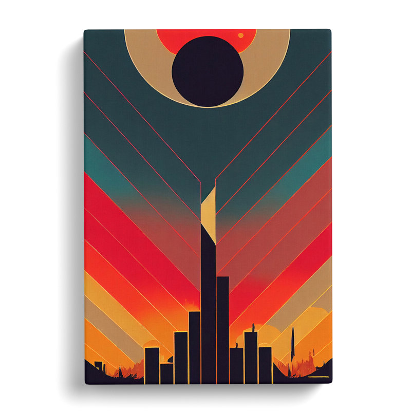Splendid Art Deco Sunset No.1 - Wrapped Canvas, 50cm H x 35cm W x 3cm D