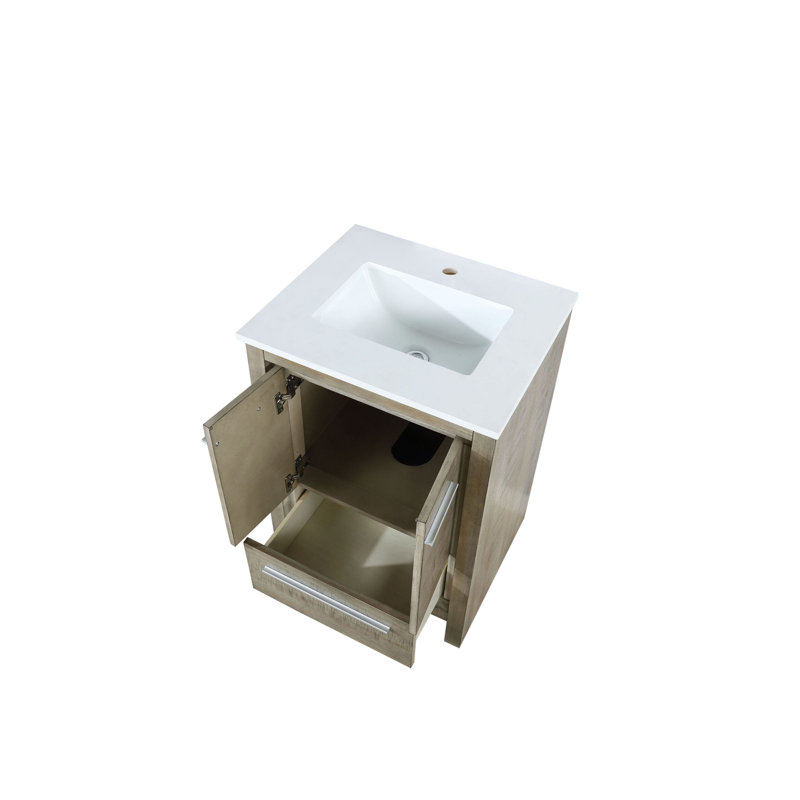 Meuble-lavabo rustique en acacia l 24 po x P 20 po Lafarre , Acacia rustique, Marbre de culture blanc