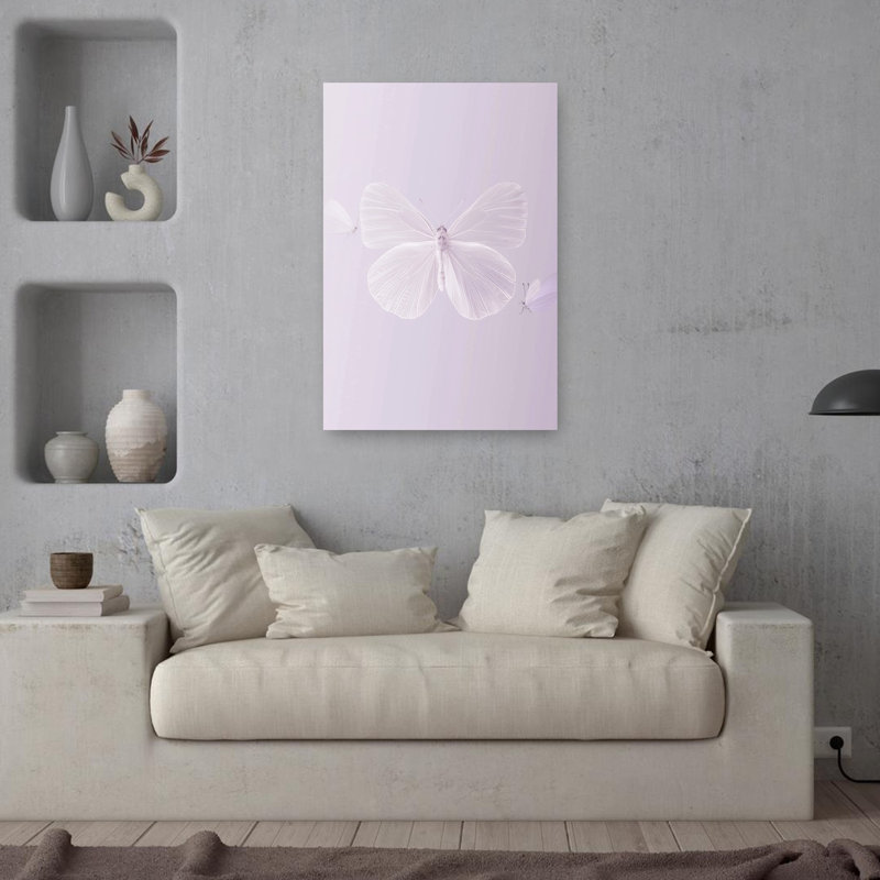 Soft Lavender Butterflies Delicate Ethereal Serene Butterfly Lavender Violet Nature Wall Art Print 1 Piece Wrapped Canvas Wall Art