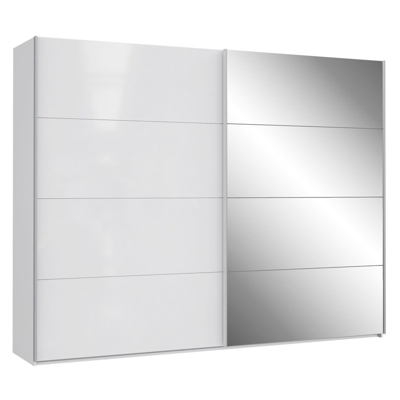 Carmelita 2 Door Wardrobe, White/Silver