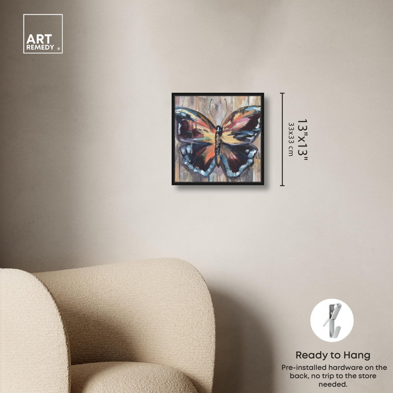«Butterfly S Beauty», reproduction d'art sur toile par Art Remedy, H 13 po x l 13 po, Cadre noir