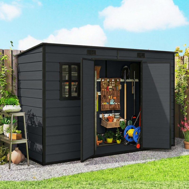 Garden Storage Shed, Dark Grey
