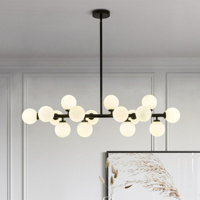 Jewellia 16-Light Metal Sputnik Chandelier with Glass Shades and Adjustable Height