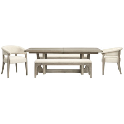 Table de salle à manger extensible rectangulaire avec 2 bancs et 2 chaises