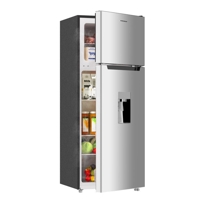 BANGSON 7.3 Cu.Ft Refrigerator with Water Dispenser, Apartment Refrigerator with Freezer, Adjustable Thermostat, Low Noise, Fridge for Office, Kitchen, and Home, Silver