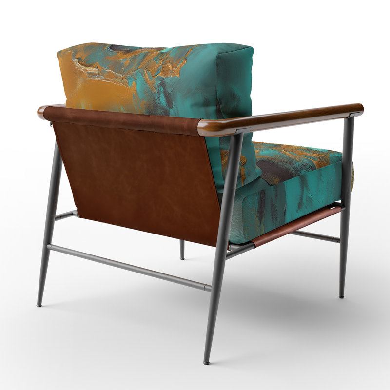 Chaise avec accoudoirs recouverte de peinture abstraite Currahee, Noir, noir, noir, noir
