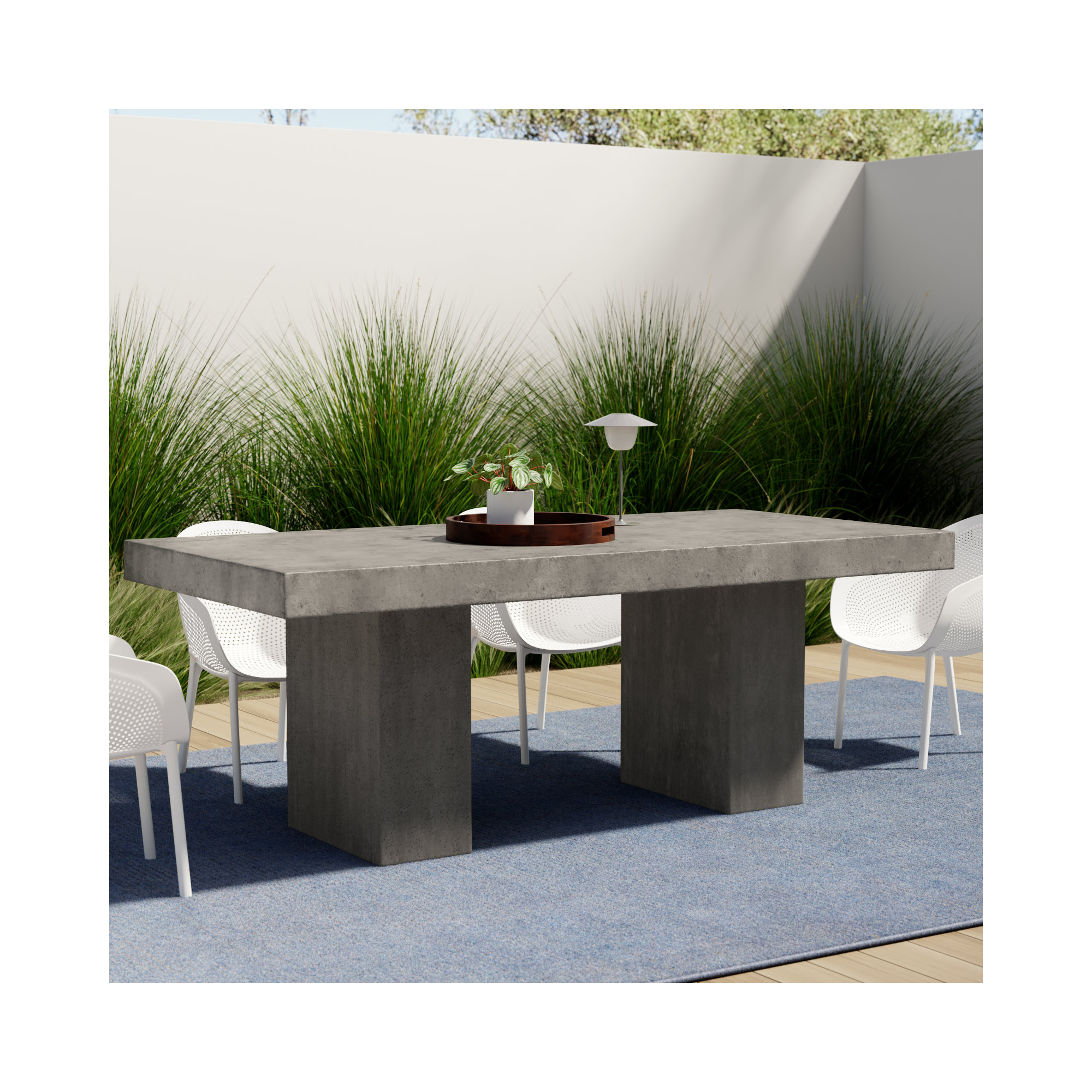 Kareen Pedestal Dining Table, Dark Gray, 70.75" L x 35.5" W, Standard Table (30.5" Height)