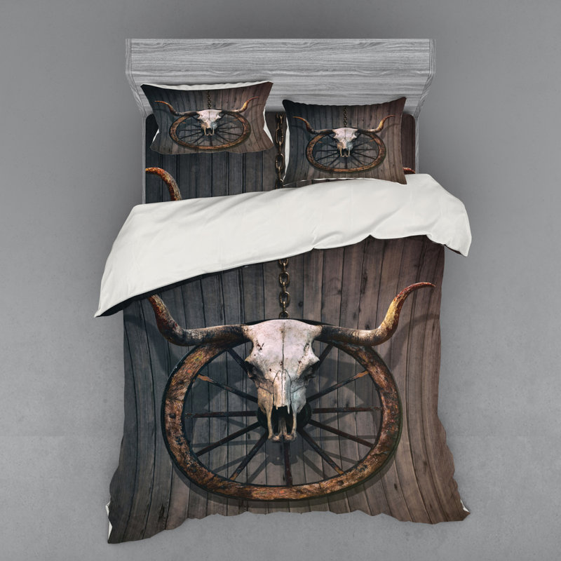 Ensemble de housse de couette de roue de wagon en bois de grange