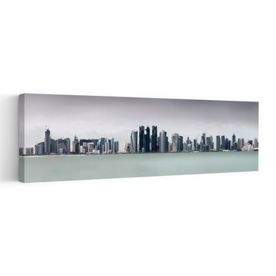 Doha Modern Skyline by Ahmed Lashin - Wrapped Canvas Panoramic Print