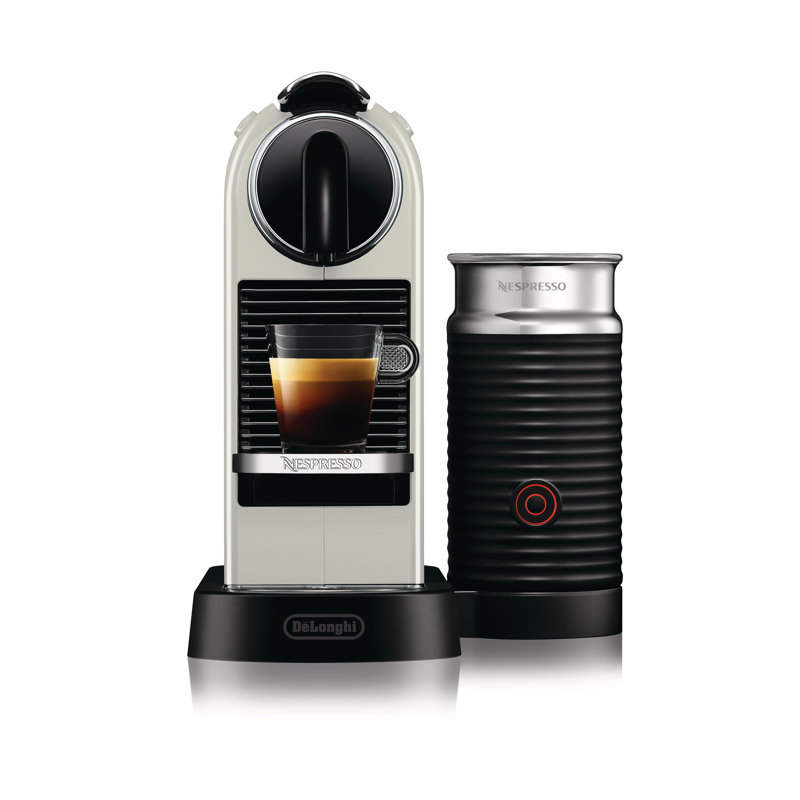 Nespresso CitiZ Original Coffee Pod Machine With Aeroccino Milk Frother by De'Longhi, White