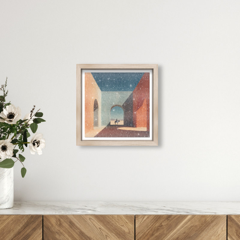 Cobalt Frontier Print by Oliver Gal, 13.5"H x 13.5"W, Natural Oak Shadowbox