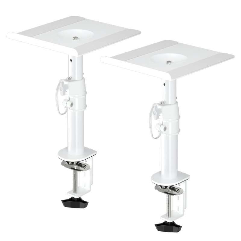 Clamp-On Speaker Stand Desk Mount Set, White