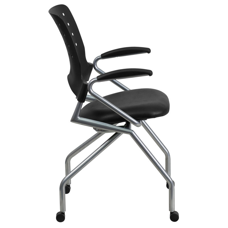 Chaise gigogne en cuir, Avec accoudoirs