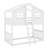 Twin Over Twin House Bunk Bed For Kids, Wood Bunk Beds With Roof, Windows, Window Box And Small Door, Floor Bunk Beds With Ladder