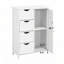 Armoire de rangement blanche, armoire de plancher avec tablette réglable et tiroirs White