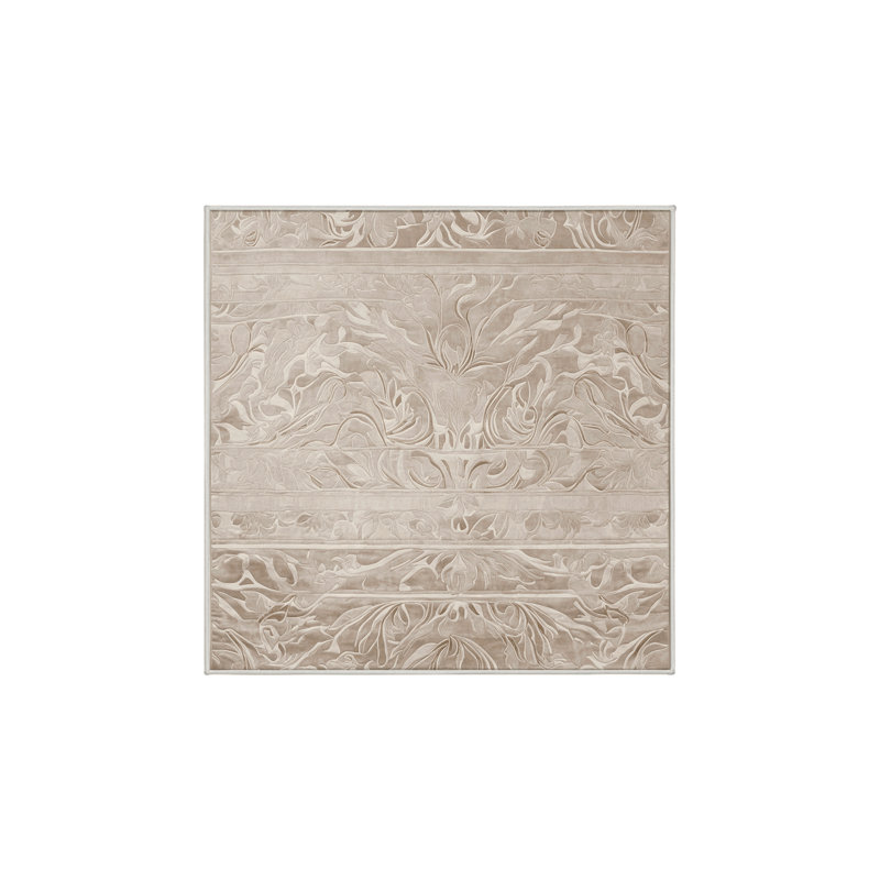 Tapis beige lavable à la machine, Carré 5 pi