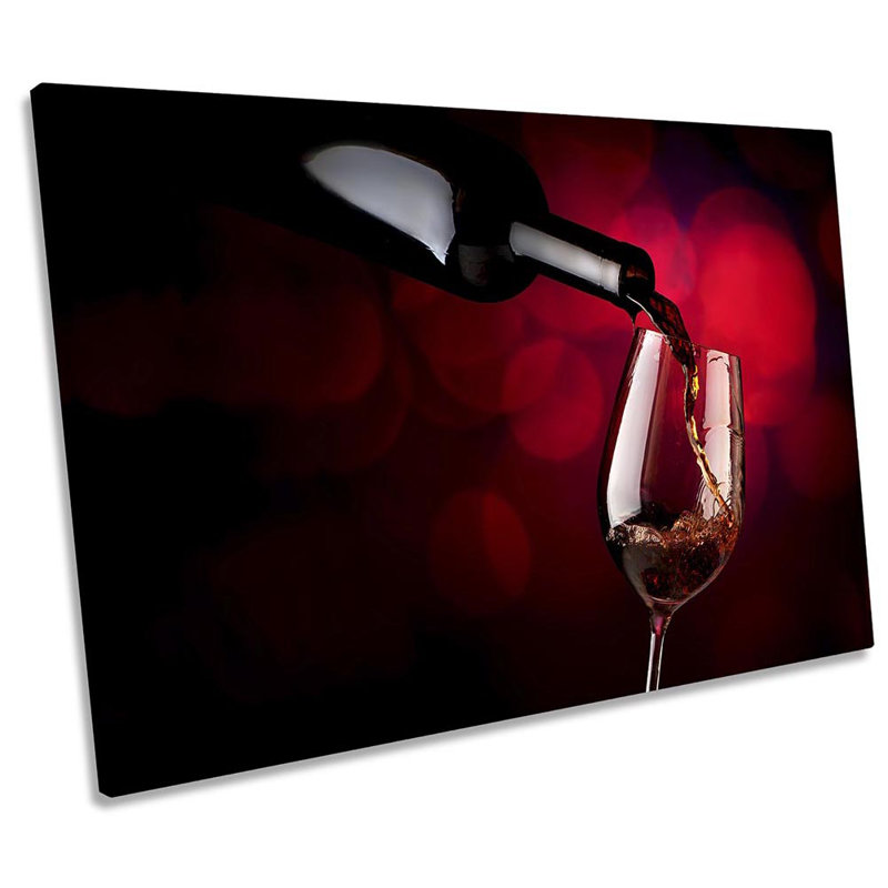 Z0432 Wine Pour Kitchen Glass - Wrapped Canvas Print, 40.6cm H x 61cm W x 2cm D