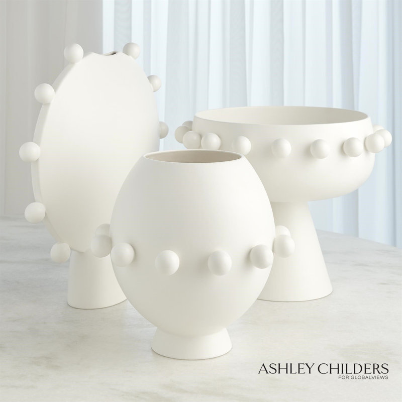 Spheres Collection Vase-Ivory, White