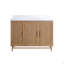 Meuble-lavabo de salle de bain autoportant 48 po entièrement assemblé avec plateau en bois massif et plateau blanc entièrement assemblé