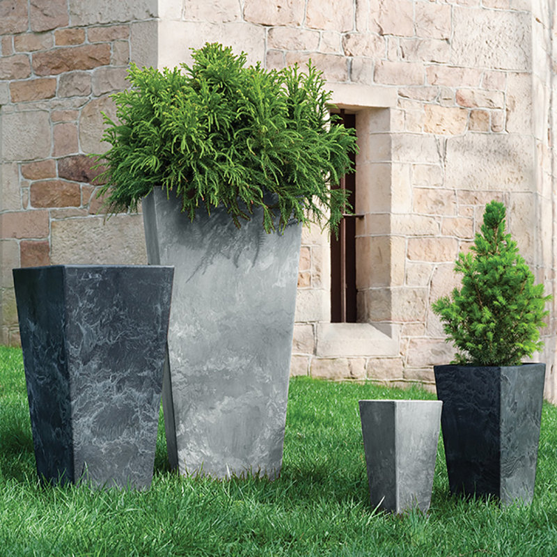 Sewickly Pot Planter, 13.5" H x 7.5" W x 7.5" D, Gray
