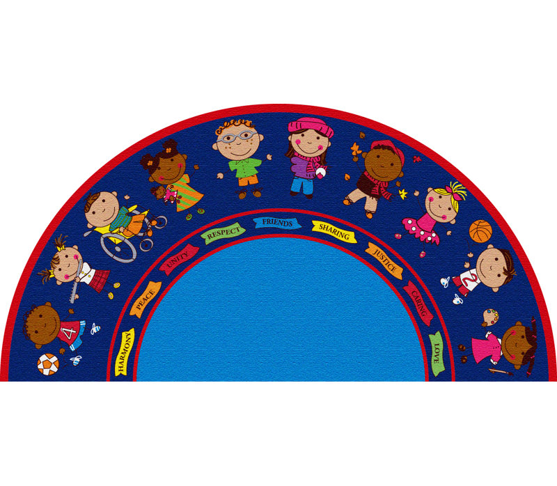 KidCarpet.com Friends Semicircle Classroom Rug, 6'x12' Semicircle