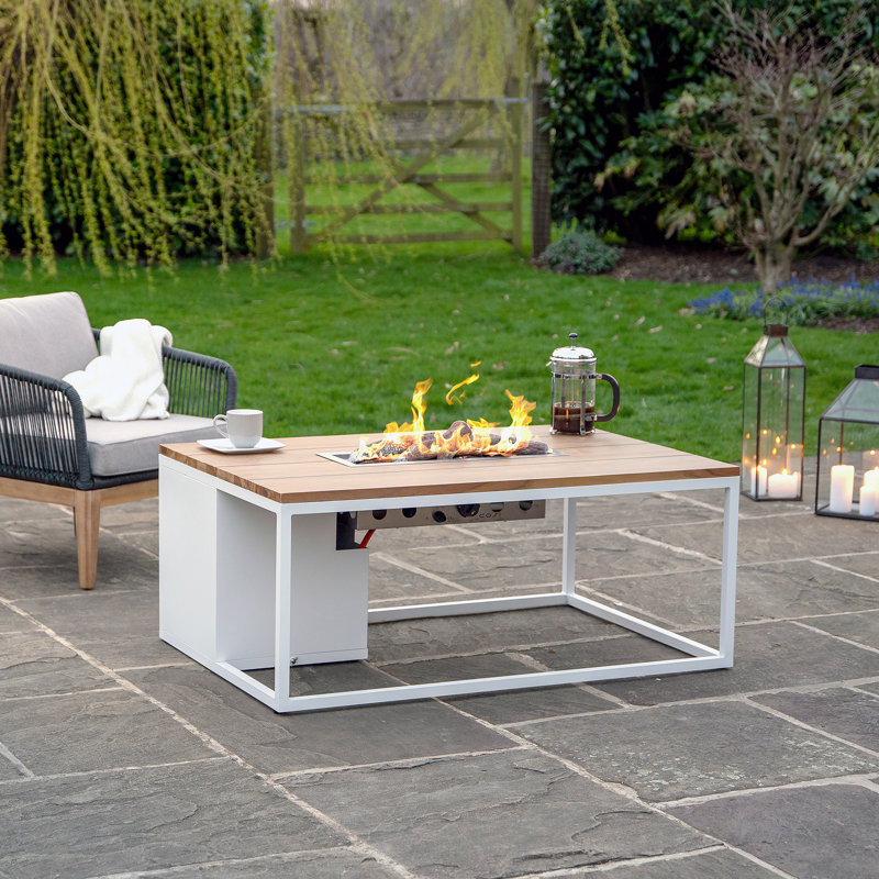 Himanshu Round Propane Smokeless Fire Pit Table, 47cm H x 120cm W x 80cm D, Oak/Black