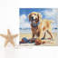 Reproduction d'art sur toile Golden Retriever - «Beachside Dog Delight» l 16 po x H 16 po