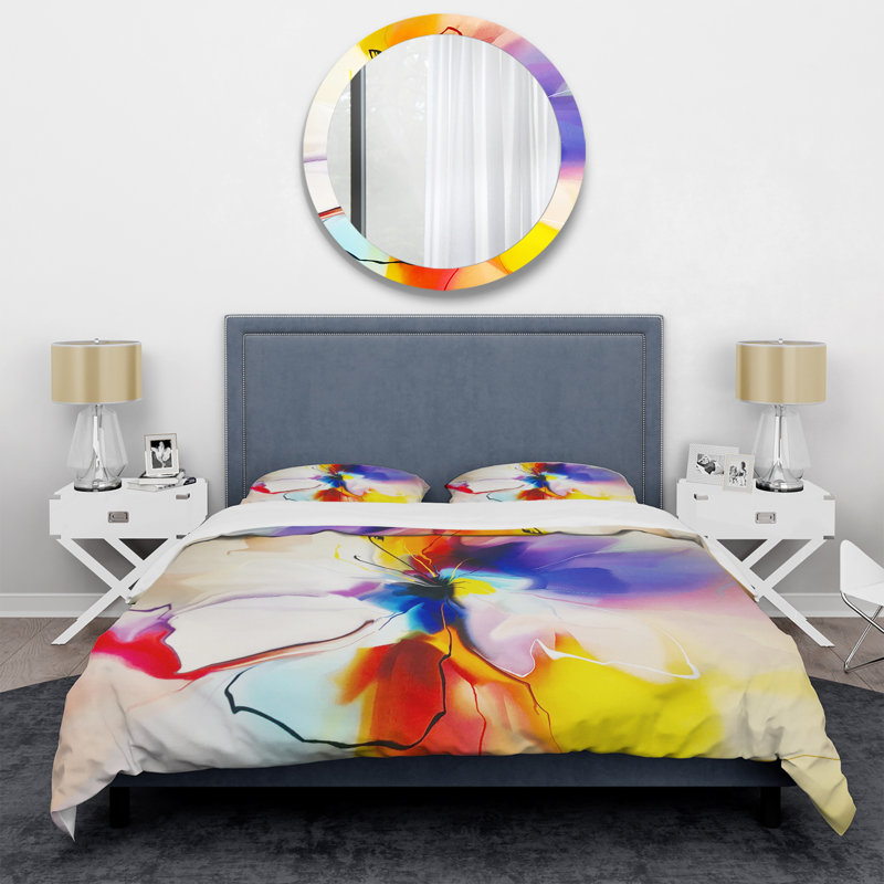 Creative Flower in Multiple Colors - Abstract Duvet Cover Set - Microfiber Polyester, null