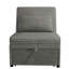 Fauteuil convertible transitionnel en velours côtelé avec siège et coussin couleur fumée, passepoil large