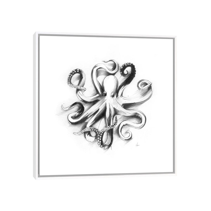 «Flat Octopus», reproduction d'art sur toile, H 12 po x l 12 po x P 1,5 po, Toile avec cadre blanc