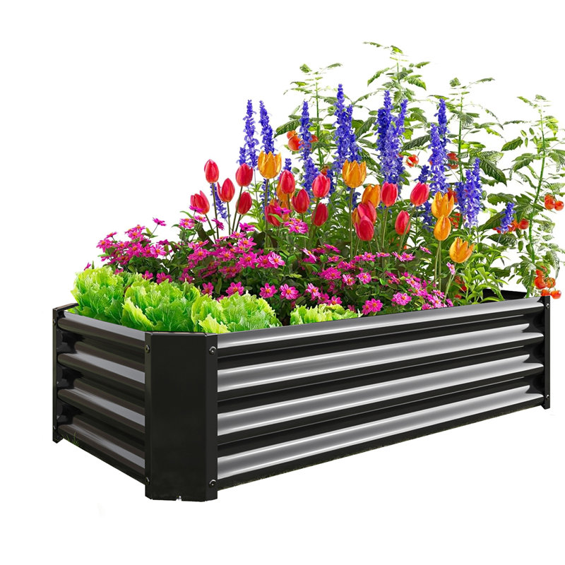Lit de jardin surélevé Nekeda, Noir, H 11,81 po x l 47,24 po x P 24 po