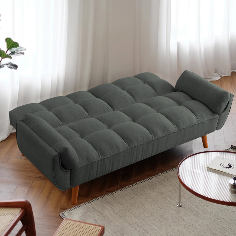 Arnbert Full / Double 75.39'' Upholstered Convertible Sofa, Gray Polyester Blend
