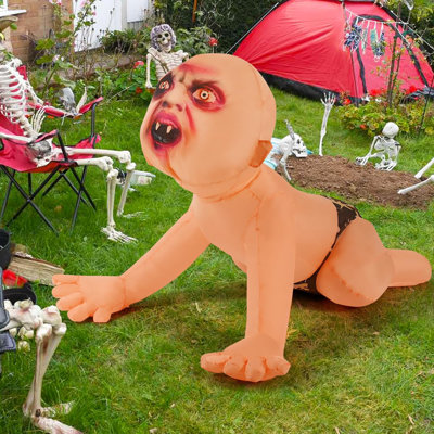 4FT Halloween Inflatable Outdoor Zombie Baby Blow Up Yard Decoration Clearance with LED Lights