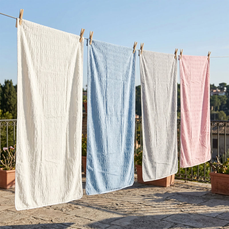 4-Piece Highly Absorbent Coral Fleece Bath Towels, Pink；Cream White；Blue；Grey