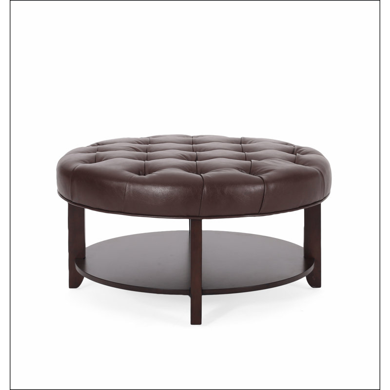 OTTOMAN ROND, Marron foncé