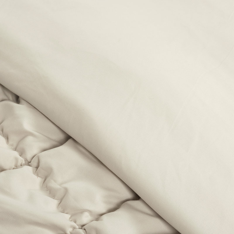 Lush Decor Puff Comforter Set, Queen Comforter + 2 Standard Shams, Beige