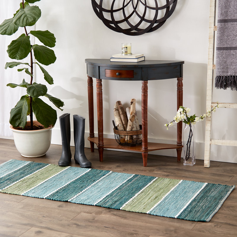 Tapis vert / bleu Kartal Jadeite, Tapis de couloir 2 pi 3 po x 6 pi